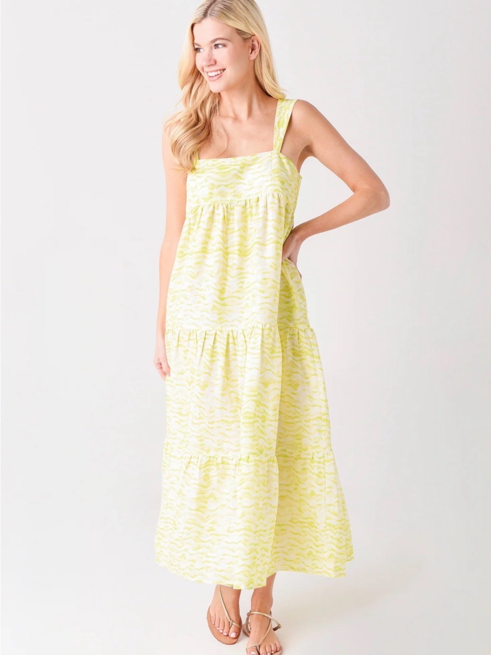 HUNTER BELL Poppy Maxi Dress Green and Yellow Size Small